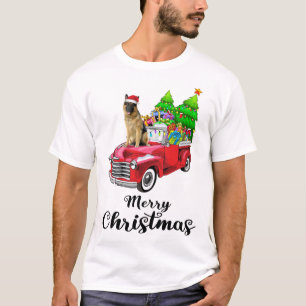 Duitse herder Ride Rode Vrachtwagen Kerstmis Pyjam T-shirt