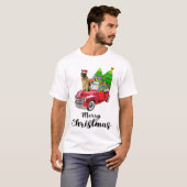 Duitse herder Ride Rode Vrachtwagen Kerstmis Pyjam T-shirt (Voorkant volledig)