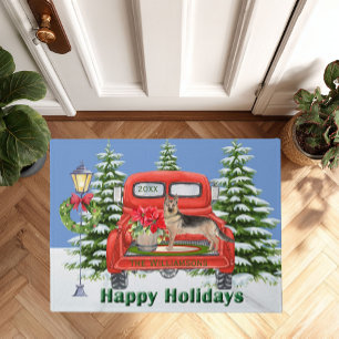 Duitse herder rode  vrachtwagen familienaam deurmat