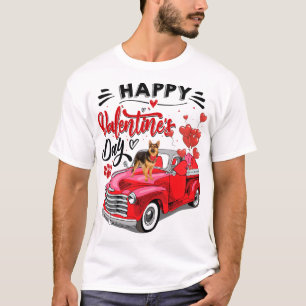Duitse herder rode vrachtwagen Happy Valentijnsdag T-shirt