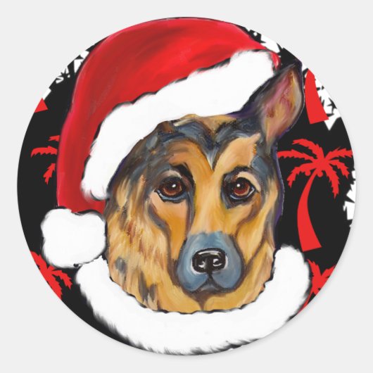 DUITSE HERDER RONDE STICKER (Voorkant)