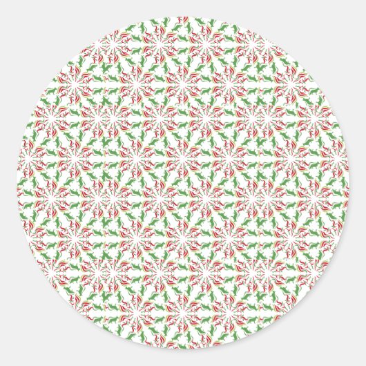 Duitse herder rood groen ronde sticker (Voorkant)