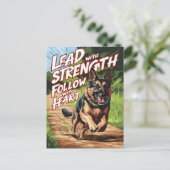 Duitse Herder Running Met Kracht en Hart Briefkaart (Staand voorkant)