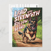 Duitse Herder Running Met Kracht en Hart Briefkaart (Voorkant / Achterkant)