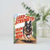 Duitse Herder Running Met Kracht en Hart Briefkaart (Staand voorkant)