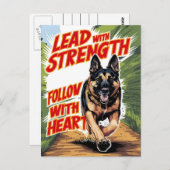 Duitse Herder Running Met Kracht en Hart Briefkaart (Voorkant / Achterkant)