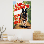 Duitse Herder Running Met Kracht en Hart Poster (Keuken)