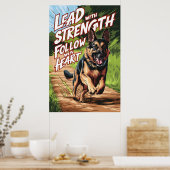 Duitse Herder Running Met Kracht en Hart Poster (Keuken)