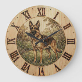 Duitse Herder - Rustieke Honden Decoratie Grote Klok