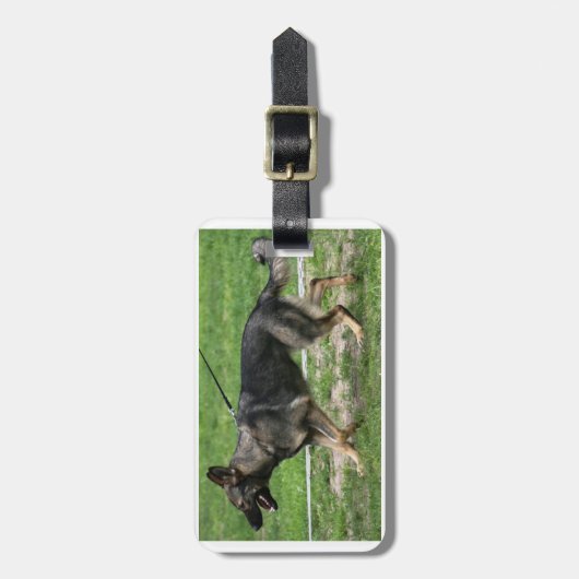 Duitse herder sable lopen bagagelabel (Voorkant verticaal)