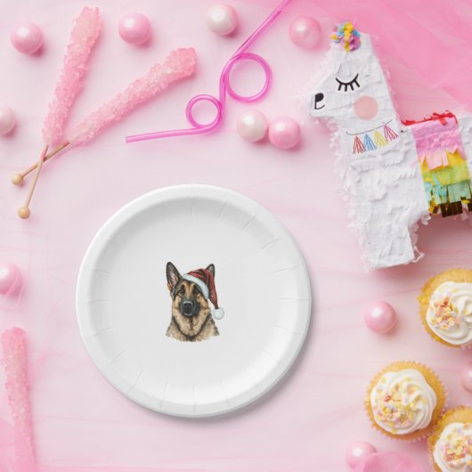 Duitse herder Santa Claus Hond Kerstmis Papieren Bordje (Feest)