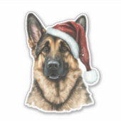 Duitse herder Santa Claus Hond Kerstmis Sticker (Voorkant)