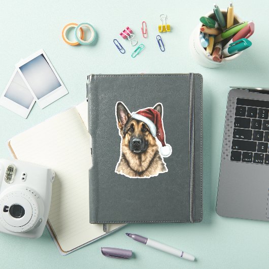 Duitse herder Santa Claus Hond Kerstmis Sticker (iPad Cover)