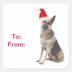 Duitse herder Santa Hat Gift Labels Stickers