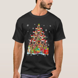 Duitse Herder Santa Kerstboom Lichten Pyjama T-shirt