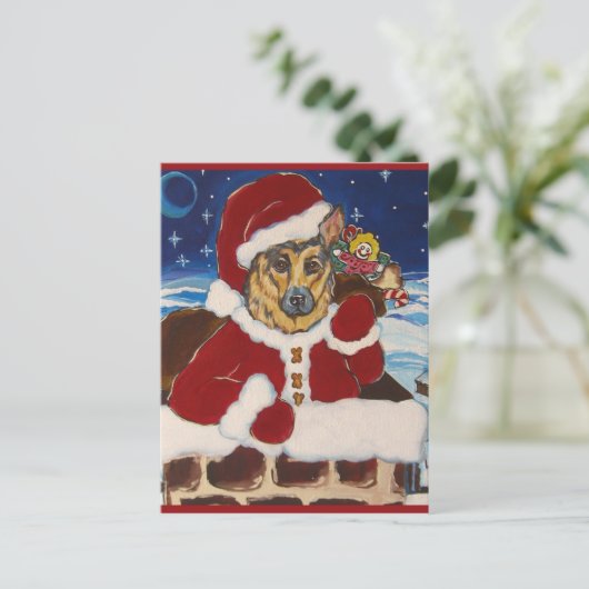 Duitse Herder Santa Post Kaarten Feestdagenkaart (Staand voorkant)