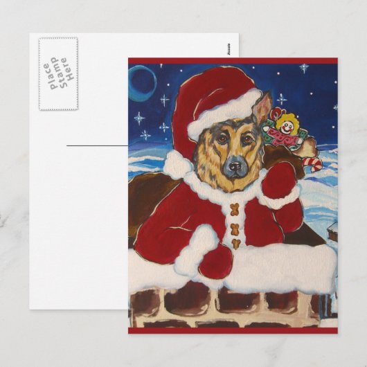 Duitse Herder Santa Post Kaarten Feestdagenkaart (Voorkant / Achterkant)