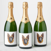 Duitse herder schattig puppy hond sparkling wijnetiket (Flessen)