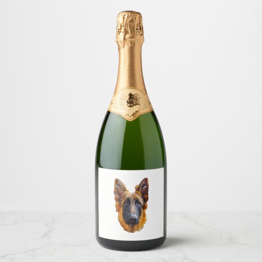 Duitse herder schattig puppy hond sparkling wijnetiket (Voorkant)