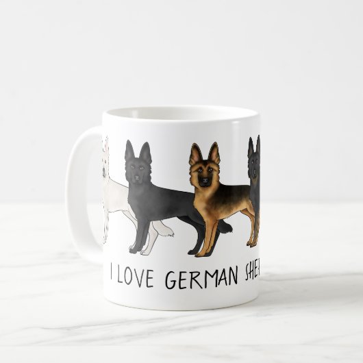 Duitse herder Schattige Dogs Ik hou van Duitse her Koffiemok (Voorkant links)