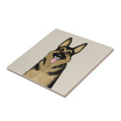 Duitse herder | Schattigee Cartoon Pet Art Tegeltje (Zijkant)