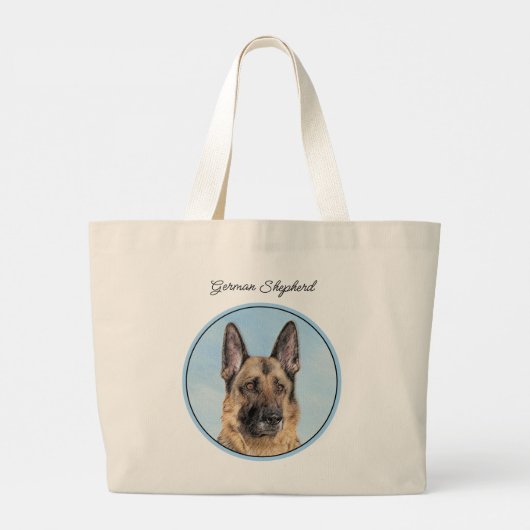 Duitse Herder Schilderen Tan Schattigee Originele  Grote Tote Bag (Achterkant)