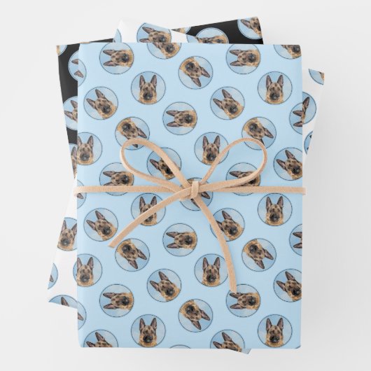 Duitse Herder Schilderen Tan Schattigee Originele  Inpakpapier Vel (In situ)