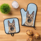 Duitse Herder Schilderen Tan Schattigee Originele  Ovenwant & Pannenlap Set (Top down)