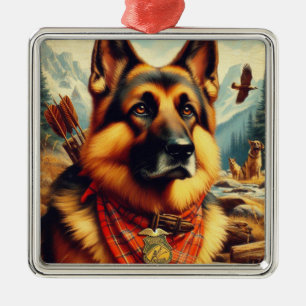 Duitse herder schilderij Metalen Ornament