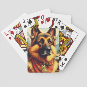 Duitse herder schilderij Pokerkaarten