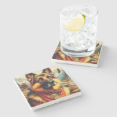  Duitse herder schilderij Stenen Onderzetter (Zijkant)