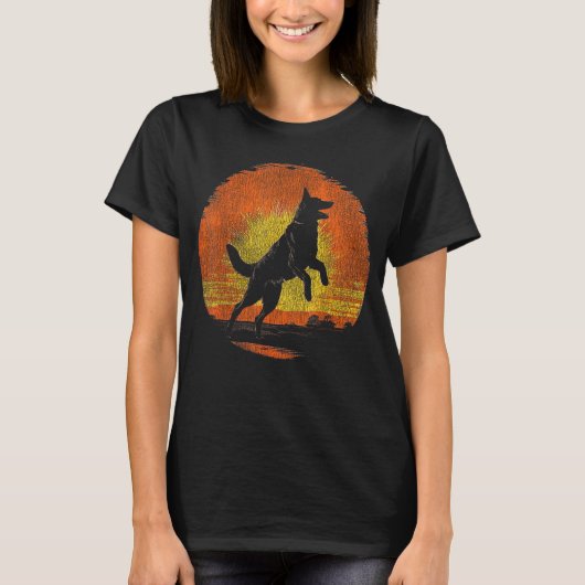 Duitse Herder Silhouette Dog Funny Retro T-shirt (Voorkant)