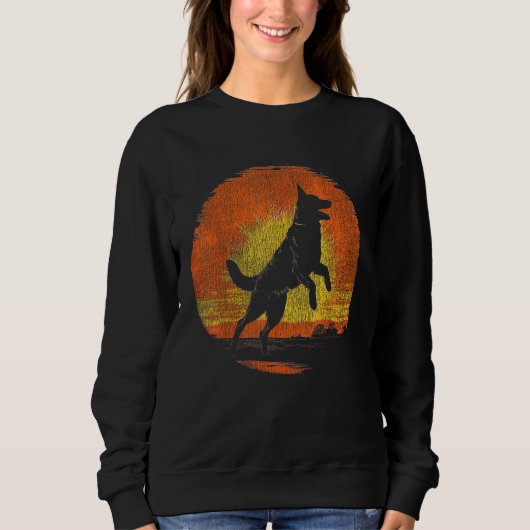 Duitse Herder Silhouette Dog Funny Retro Trui (Voorkant)