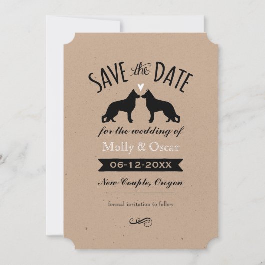 Duitse herder Silhouettes Wedding Save the Date (Voorkant)