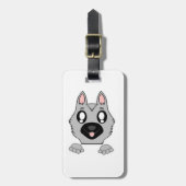 Duitse Herder Silver en Black Peeking Cartoon Bagagelabel (Voorkant verticaal)