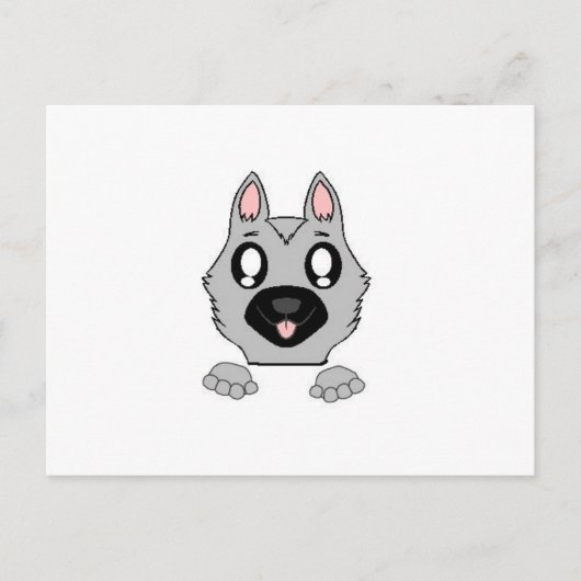 Duitse Herder Silver en Black Peeking Cartoon Briefkaart (Voorkant)