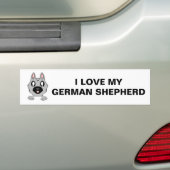 Duitse Herder Silver en Black Peeking Cartoon Bumpersticker (Op auto)