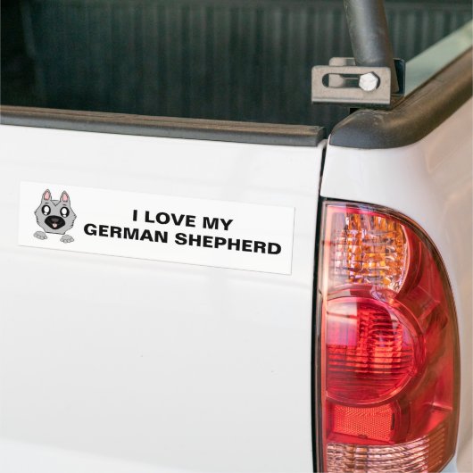 Duitse Herder Silver en Black Peeking Cartoon Bumpersticker (Op Truck)