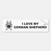 Duitse Herder Silver en Black Peeking Cartoon Bumpersticker (Voorkant)