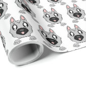 Duitse Herder Silver en Black Peeking Cartoon Cadeaupapier (Rol Hoek)