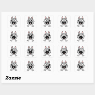 Duitse Herder Silver en Black Peeking Cartoon Vierkante Sticker