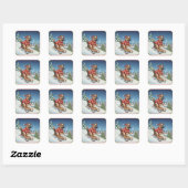 Duitse Herder sleeën, Kerststickers Vierkante Sticker (Vel)