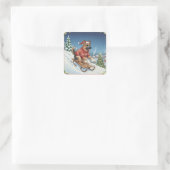 Duitse Herder sleeën, Kerststickers Vierkante Sticker (Tas)