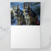 Duitse herder sneeuwslee kerstdecor kaart (Binnen)