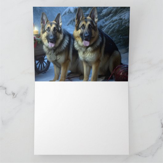 Duitse herder sneeuwslee kerstdecor kaart (Binnen)