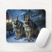 Duitse herder sneeuwslee kerstdecor muismat (Met muis)