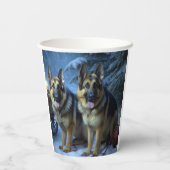 Duitse herder sneeuwslee kerstdecor papieren bekers (Achterkant)