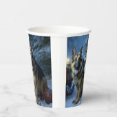 Duitse herder sneeuwslee kerstdecor papieren bekers (Rechts)