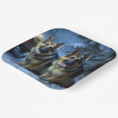 Duitse herder sneeuwslee kerstdecor papieren bordje (Gebogen)