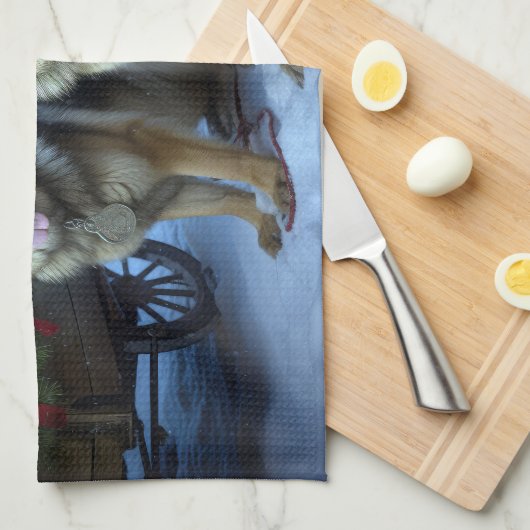 Duitse herder sneeuwslee kerstdecor theedoek (Quarter Fold)